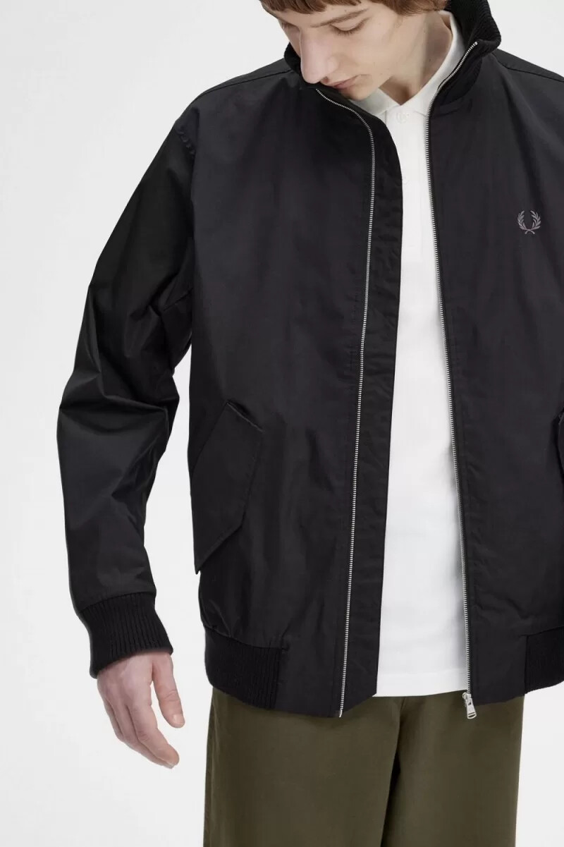 fred perry strick-bomberjacke für herren schwarz
