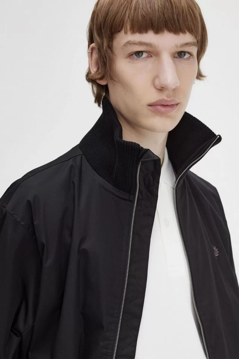 fred perry strick-bomberjacke für herren schwarz