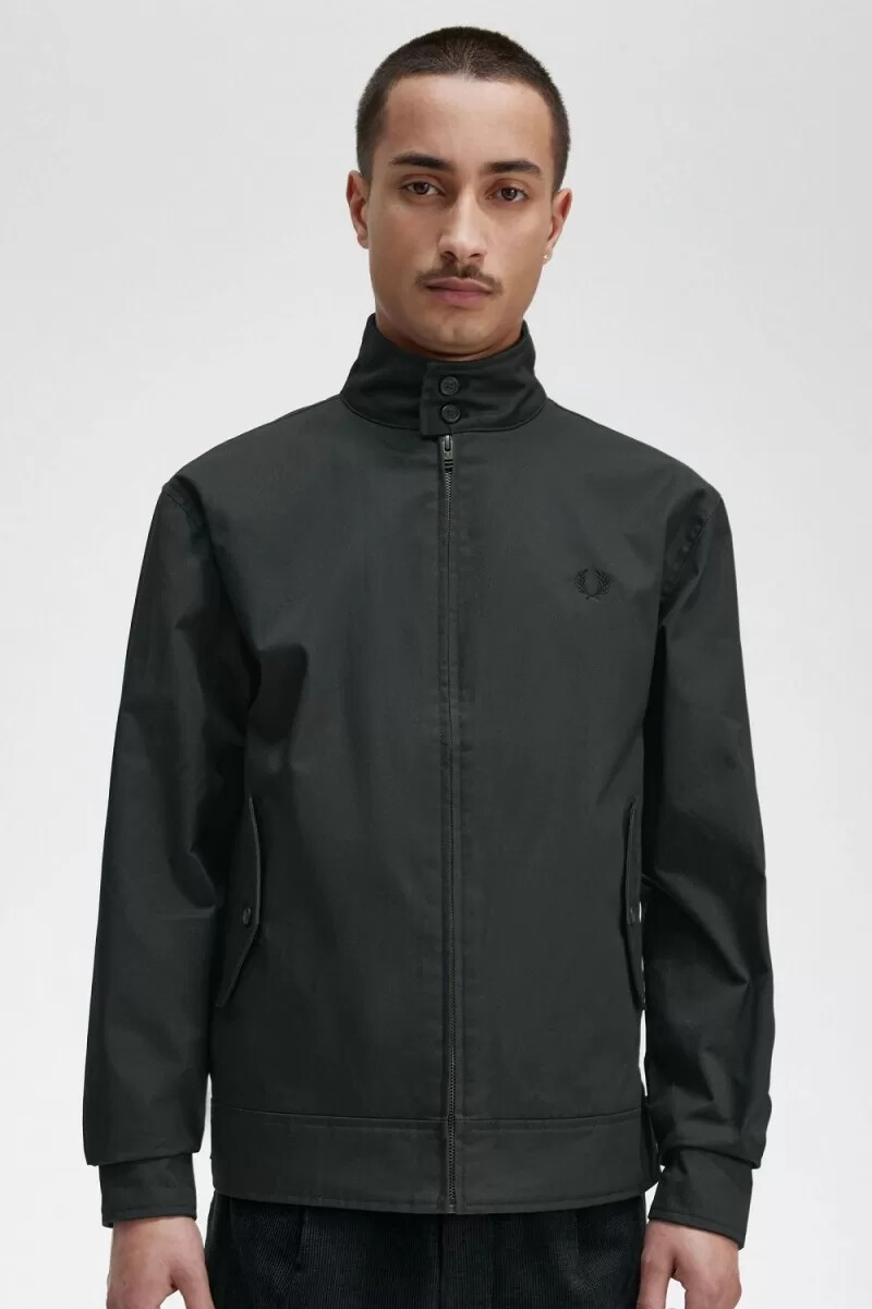 fred perry herrenjacken aus gewachster baumwolle nachtgrün