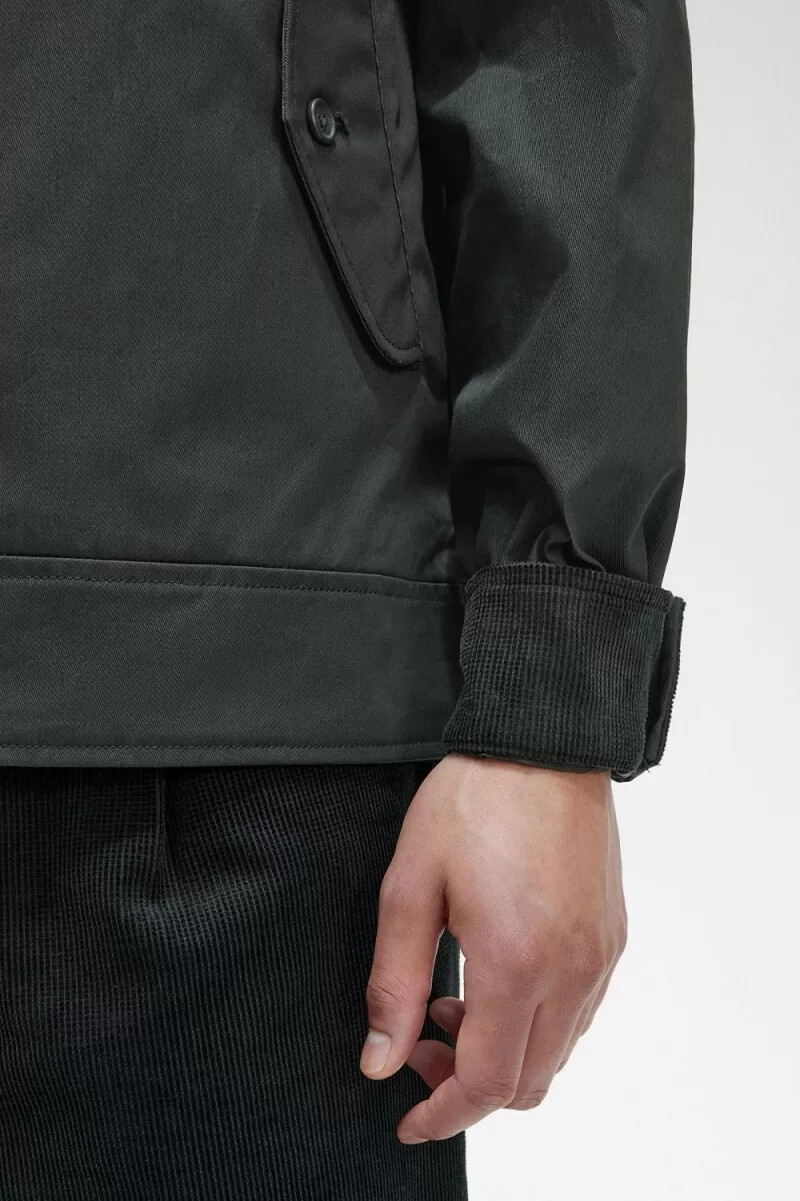 fred perry herrenjacken aus gewachster baumwolle nachtgrün