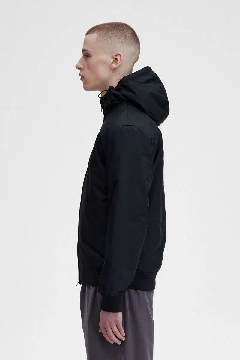 fred perry wattierte kapuzenjacke brentham für herren schwarzgunmetal