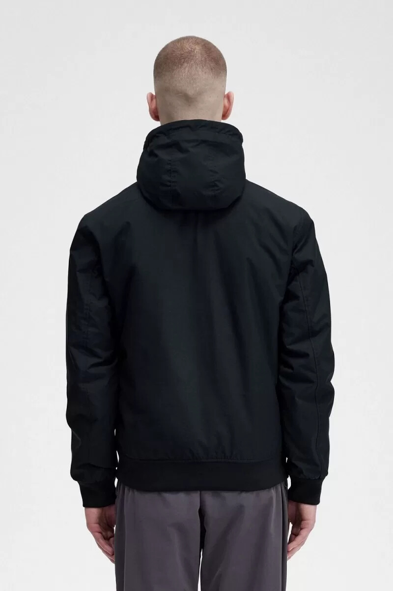 fred perry wattierte kapuzenjacke brentham für herren schwarzgunmetal