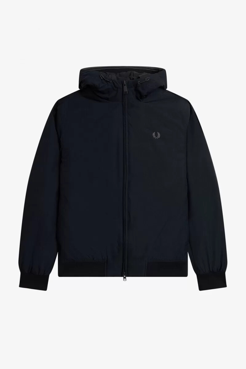 fred perry wattierte kapuzenjacke brentham für herren schwarzgunmetal