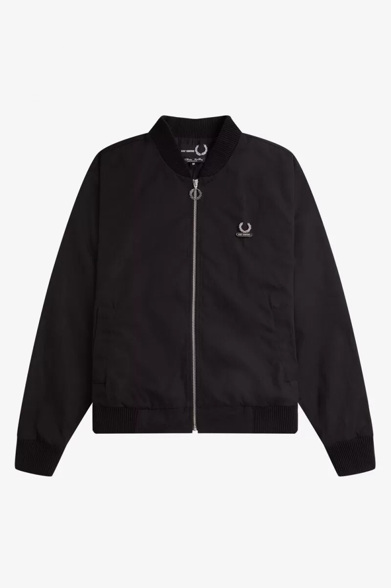 fred perry bomberjacke für herren mit print schwarz