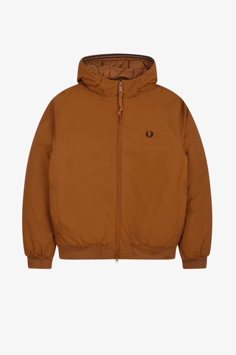 fred perry wattierte kapuzenjacke brentham für herren dunkelbraun