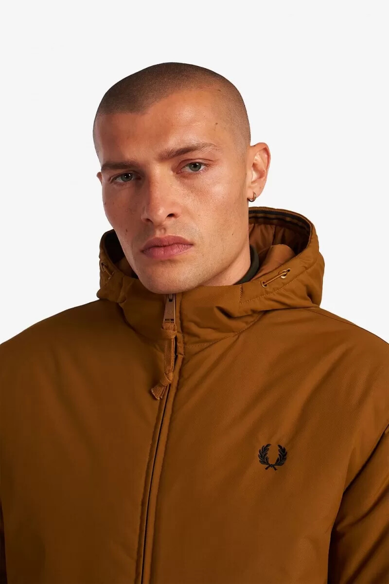 fred perry wattierte kapuzenjacke brentham für herren dunkelbraun