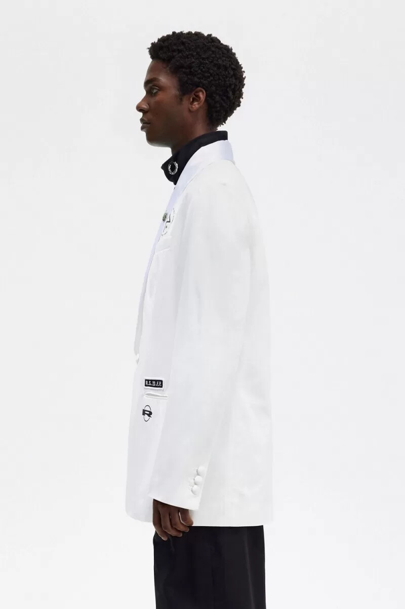 fred perry blazer mit schalkragen herrenjacke weiß