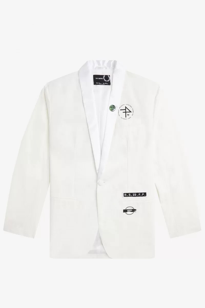 fred perry blazer mit schalkragen herrenjacke weiß