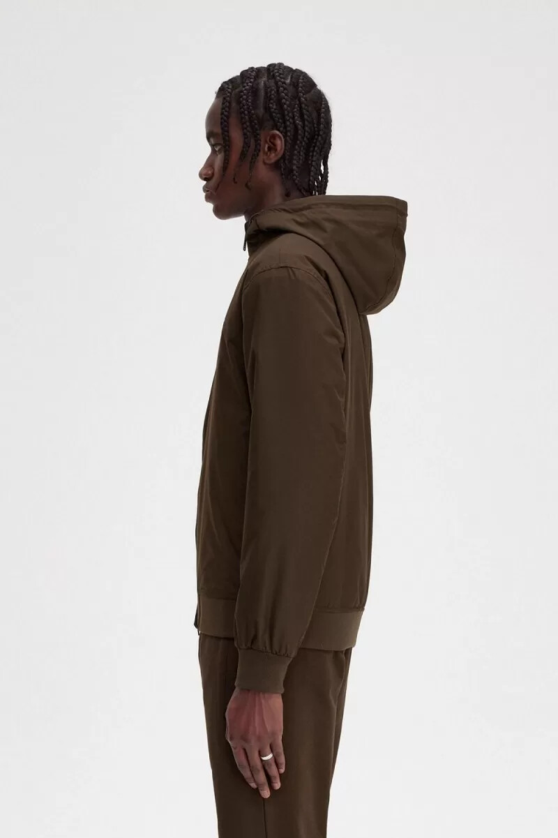 fred perry wattierte kapuzenjacke brentham für herren farbe burnt tobacco