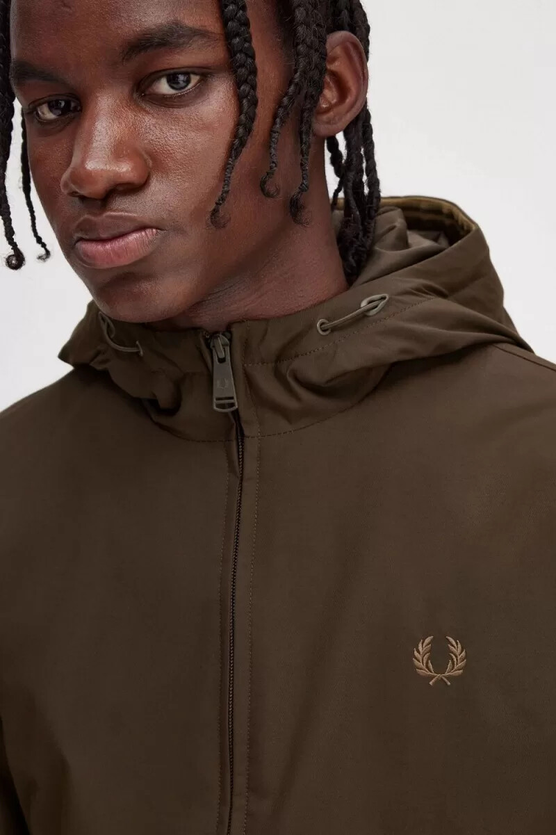 fred perry wattierte kapuzenjacke brentham für herren farbe burnt tobacco