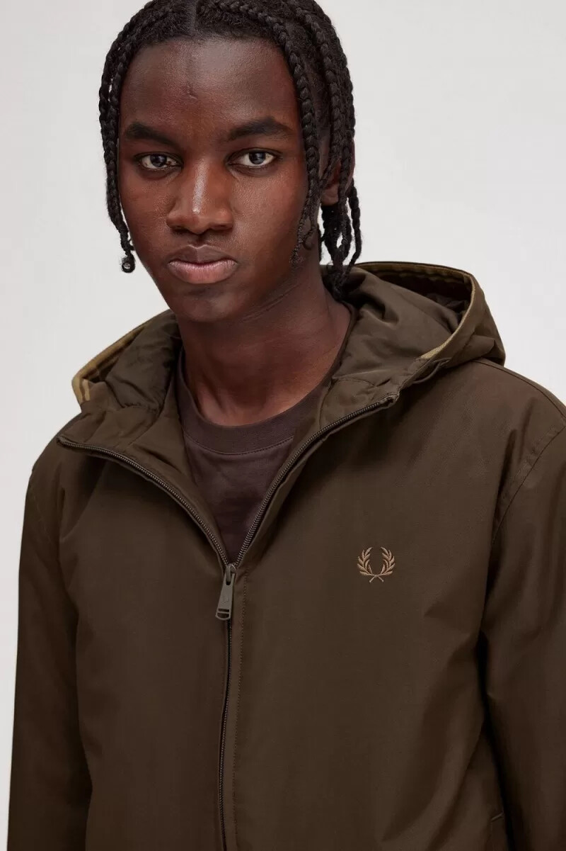fred perry wattierte kapuzenjacke brentham für herren farbe burnt tobacco