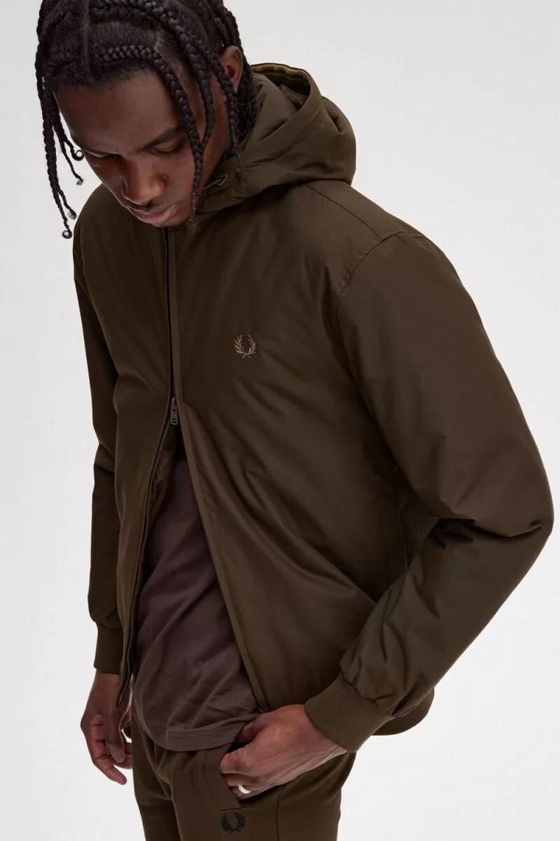 fred perry wattierte kapuzenjacke brentham für herren farbe burnt tobacco