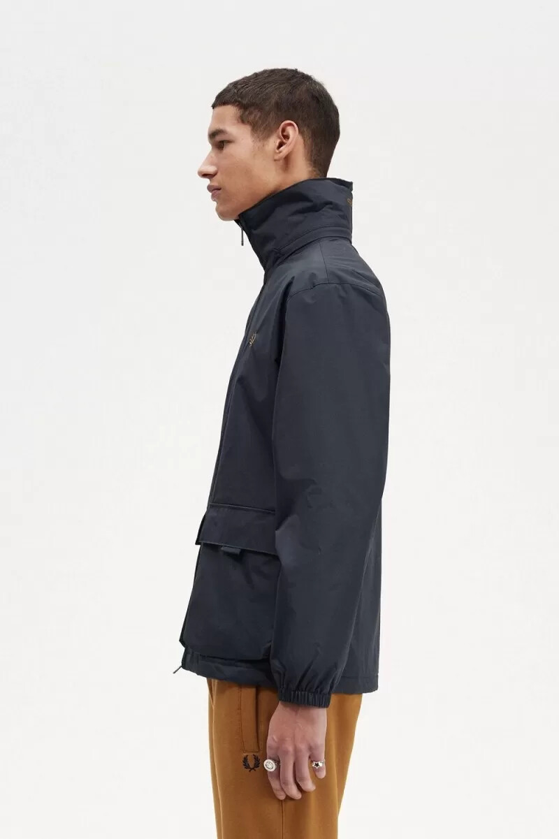 fred perry herrenjacke mit aufgesetzter tasche und reißverschluss marineblau
