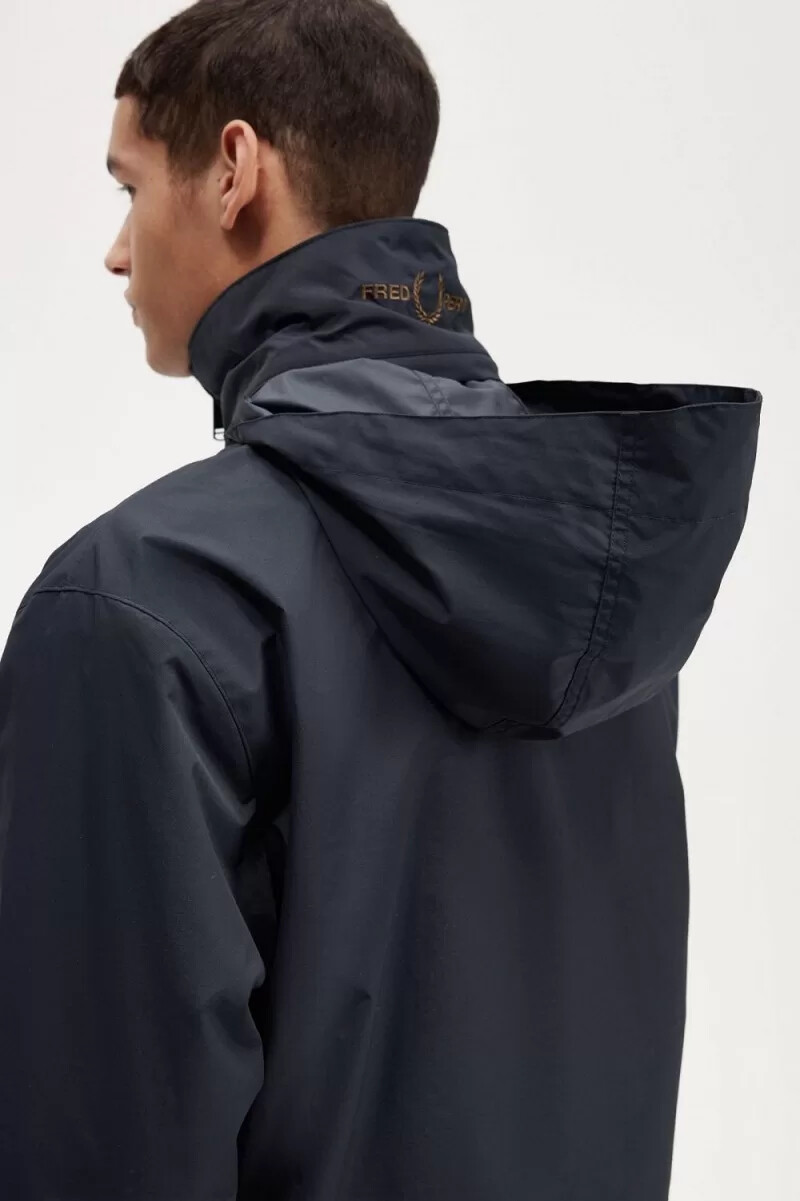 fred perry herrenjacke mit aufgesetzter tasche und reißverschluss marineblau