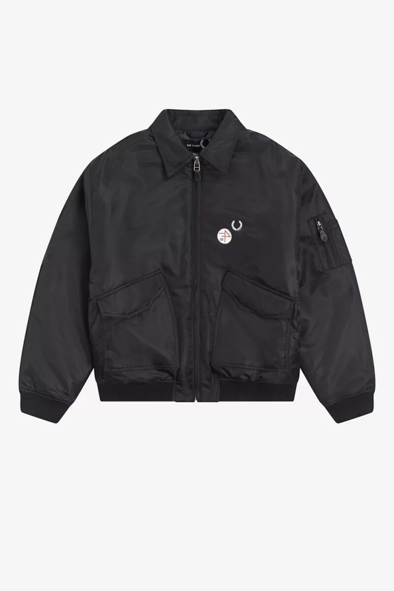 fred perry herren-fliegerjacken mit print schwarz