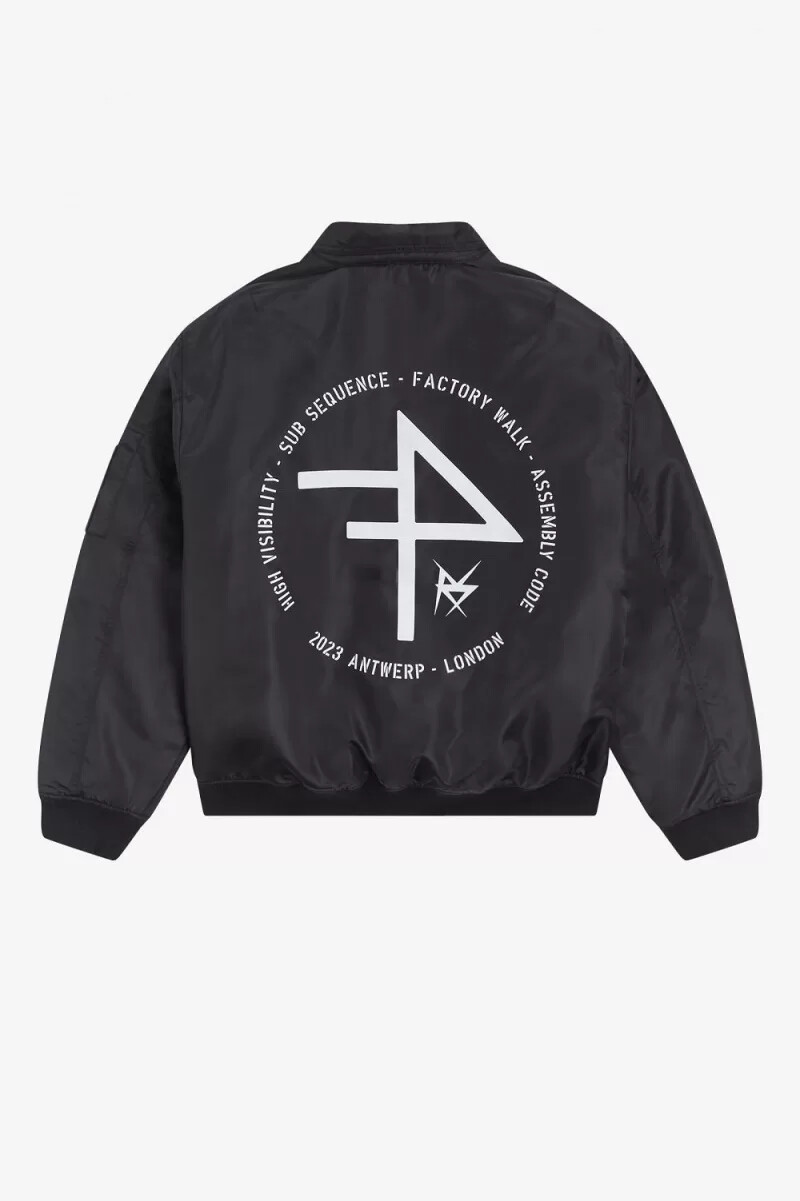 fred perry herren-fliegerjacken mit print schwarz