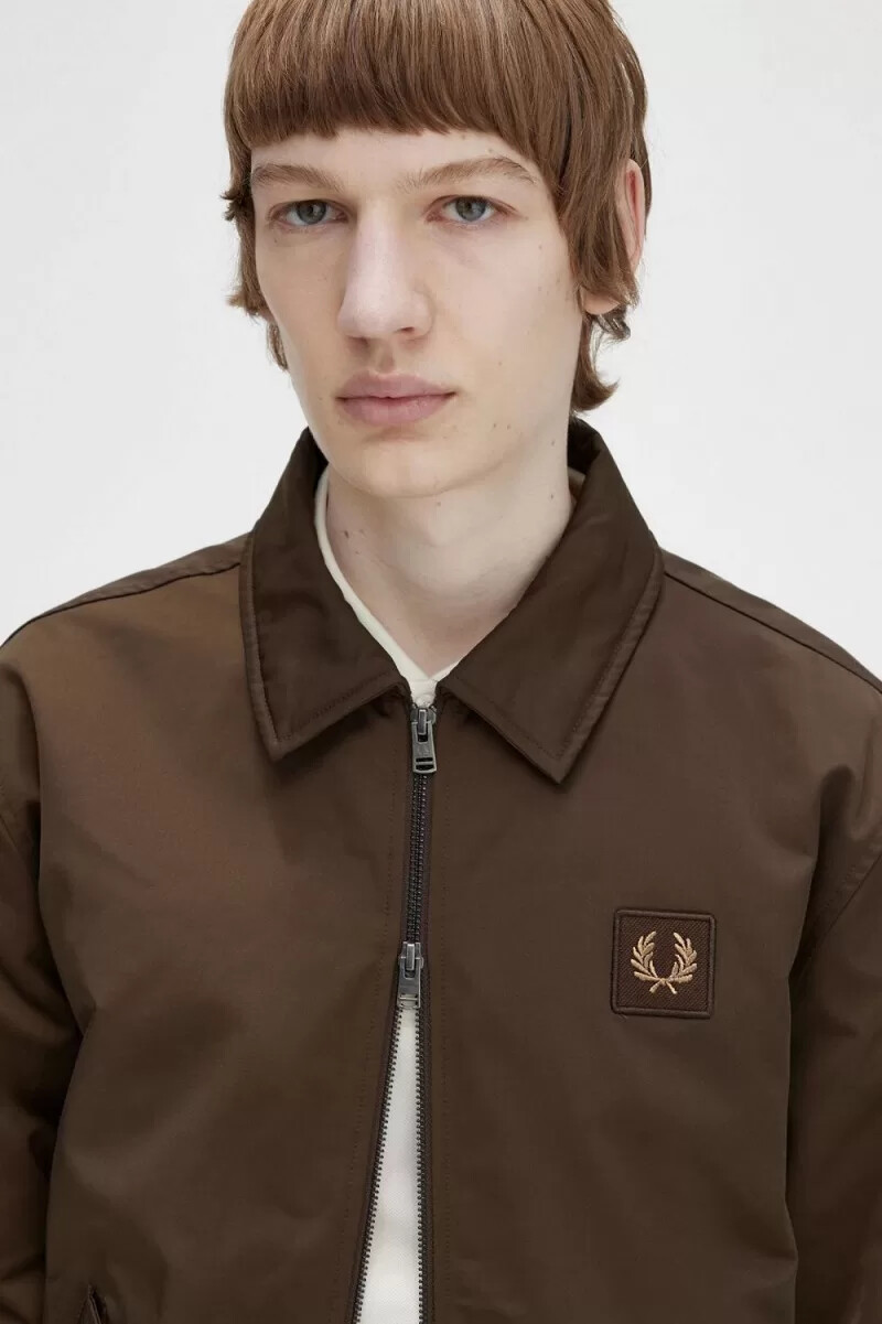 fred perry steppjacke mit reißverschluss für herren farbe burnt tobacco