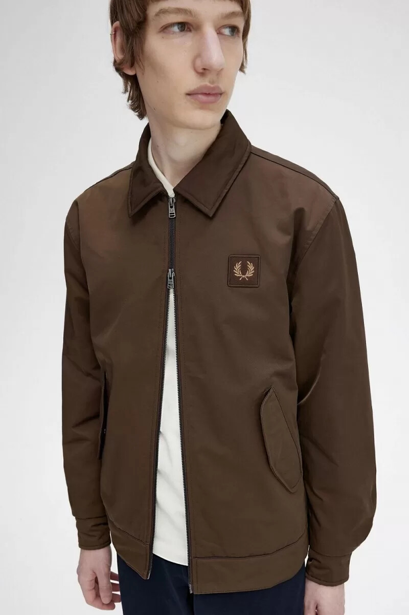 fred perry steppjacke mit reißverschluss für herren farbe burnt tobacco