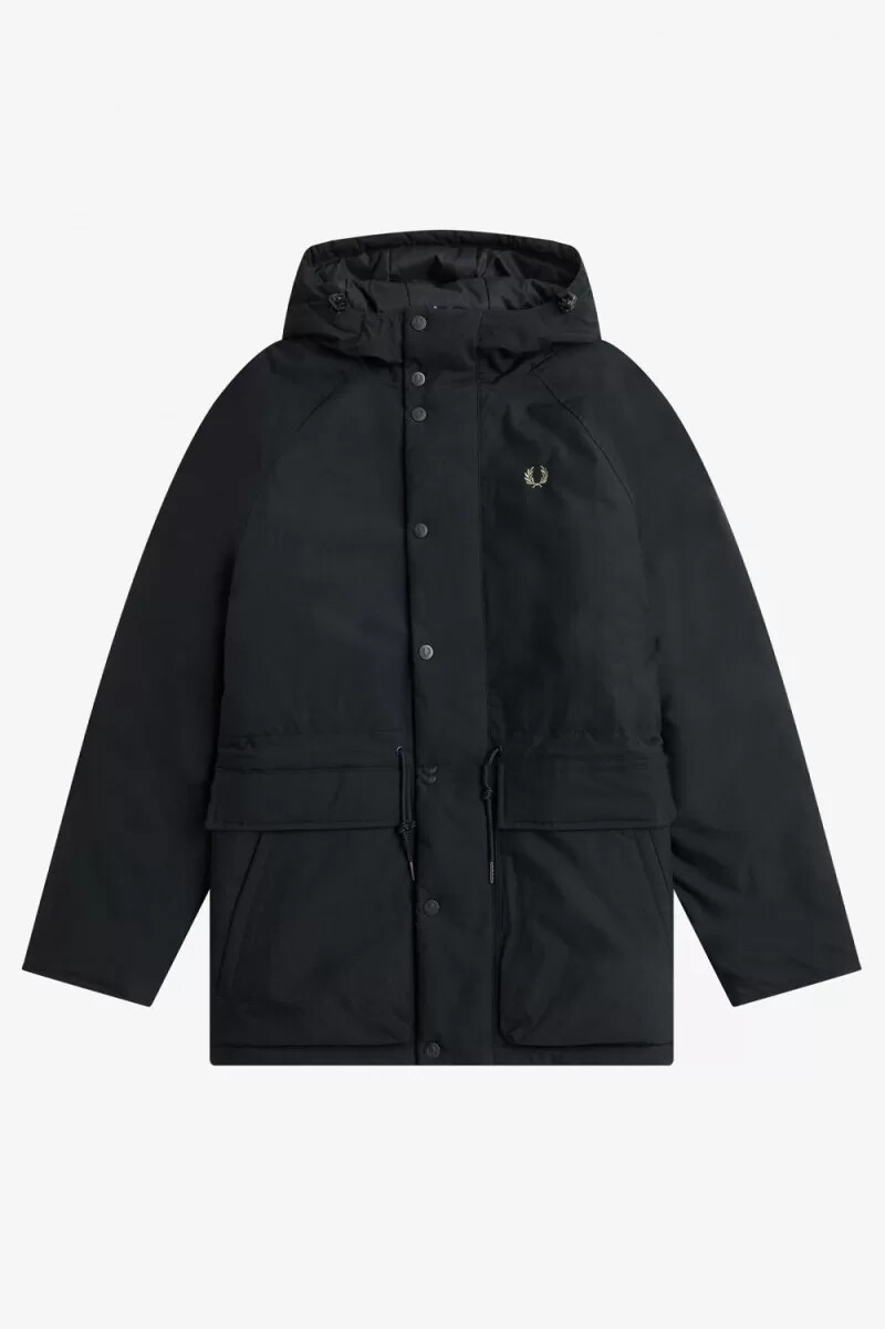fred perry herrenjacke mit wattiertem reißverschluss schwarz