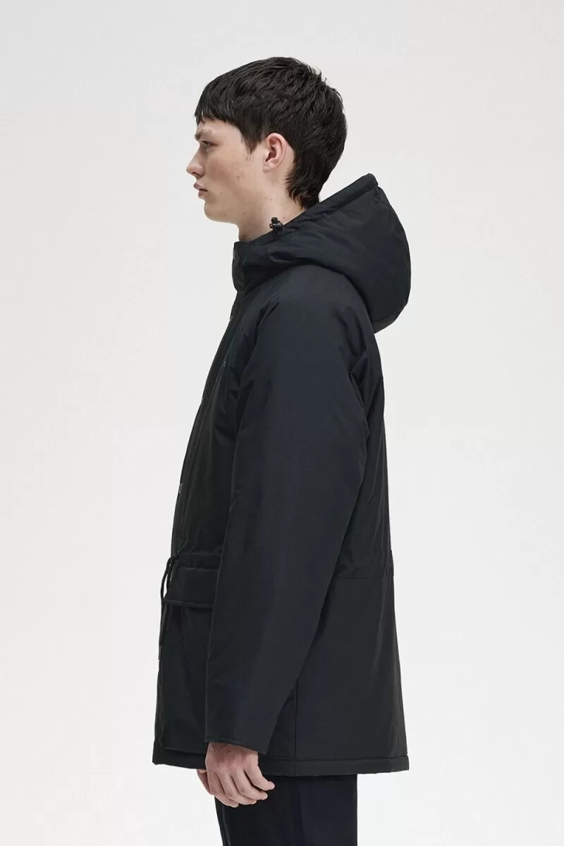 fred perry herrenjacke mit wattiertem reißverschluss schwarz