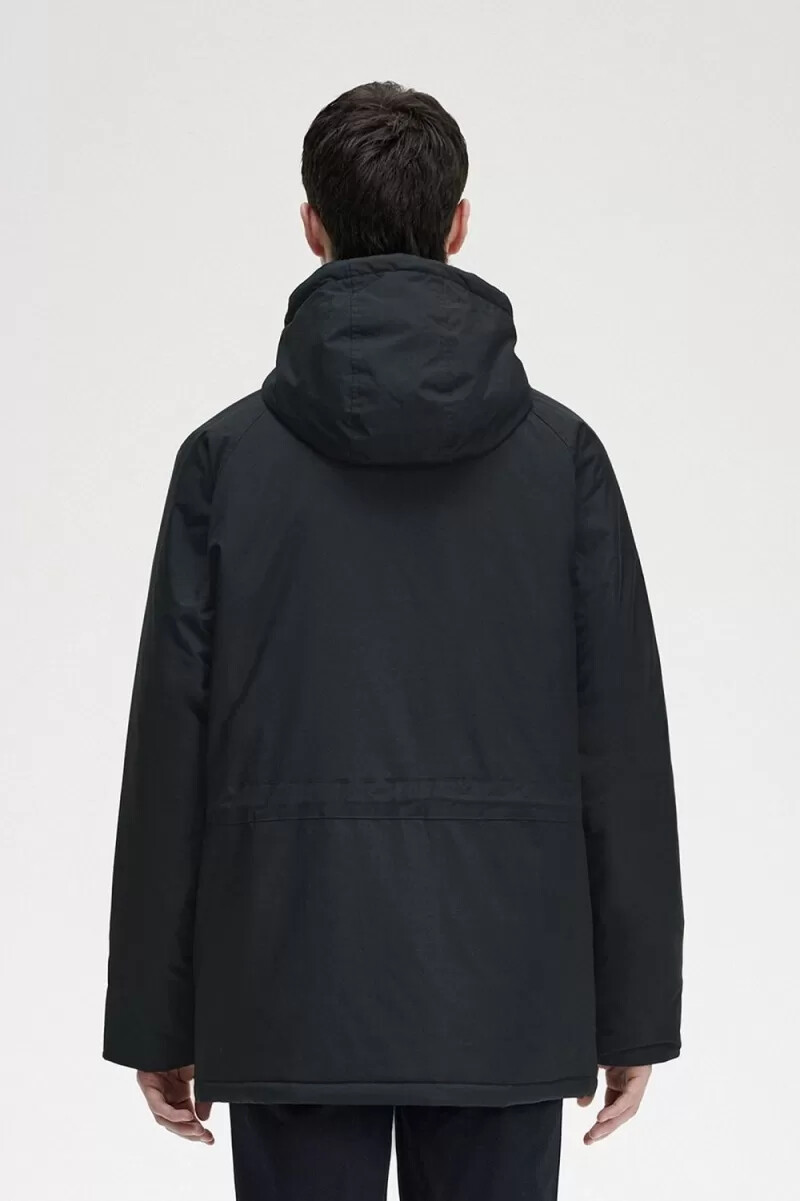 fred perry herrenjacke mit wattiertem reißverschluss schwarz