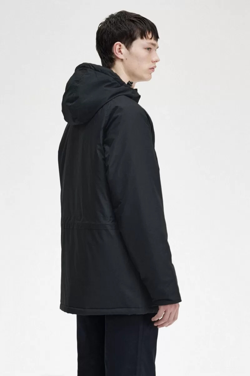 fred perry herrenjacke mit wattiertem reißverschluss schwarz