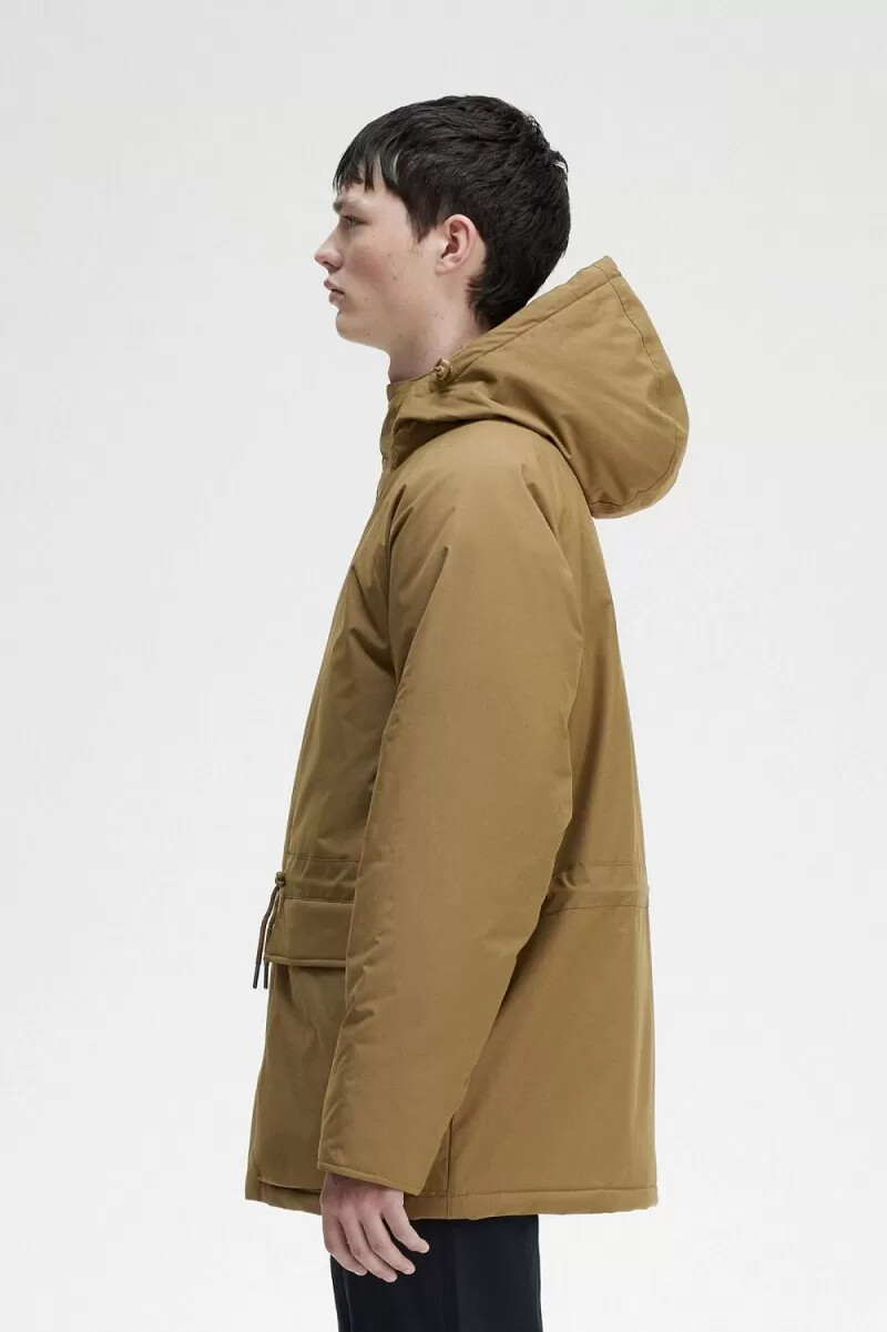 fred perry wattierte herrenjacke mit reißverschluss braun