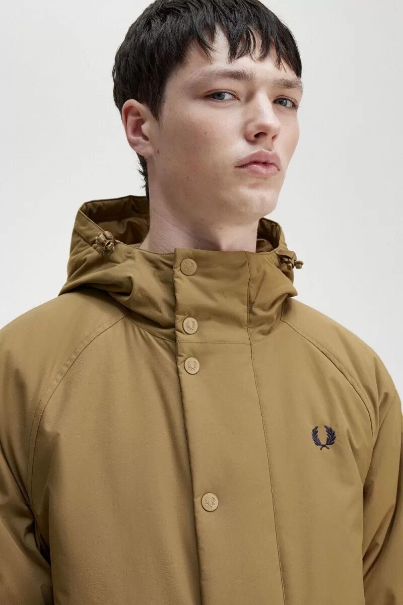 fred perry wattierte herrenjacke mit reißverschluss braun