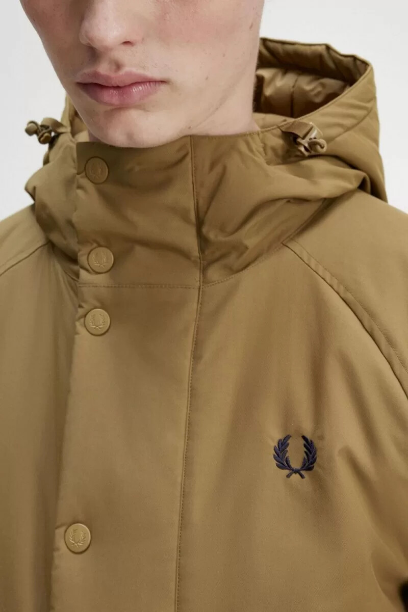 fred perry wattierte herrenjacke mit reißverschluss braun