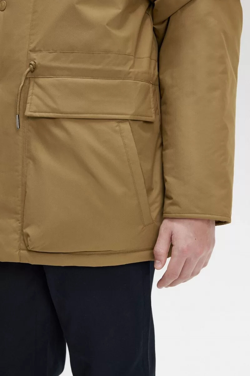 fred perry wattierte herrenjacke mit reißverschluss braun