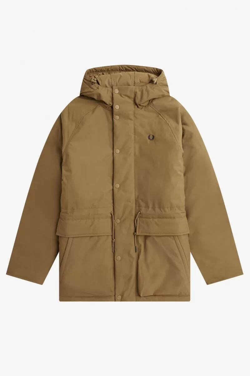 fred perry wattierte herrenjacke mit reißverschluss braun
