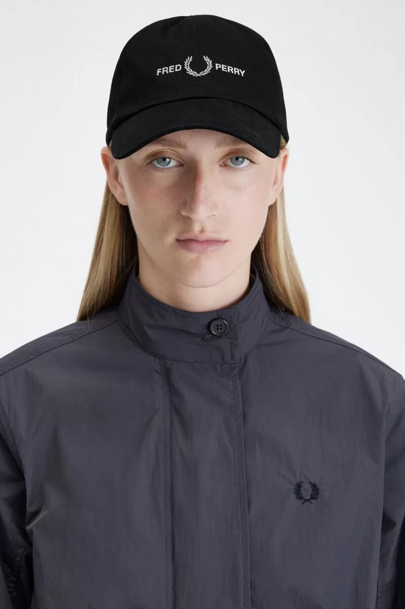 fred perry herren-caps aus twill mit grafikprint schwarzwarmgrau