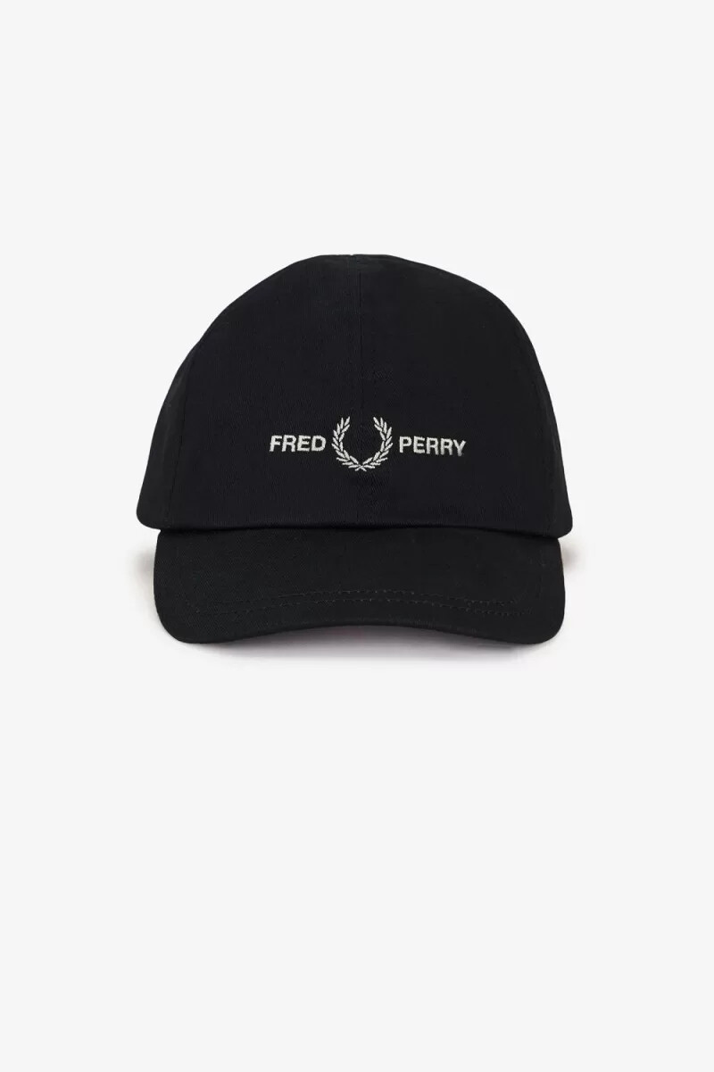 fred perry herren-caps aus twill mit grafikprint schwarzwarmgrau