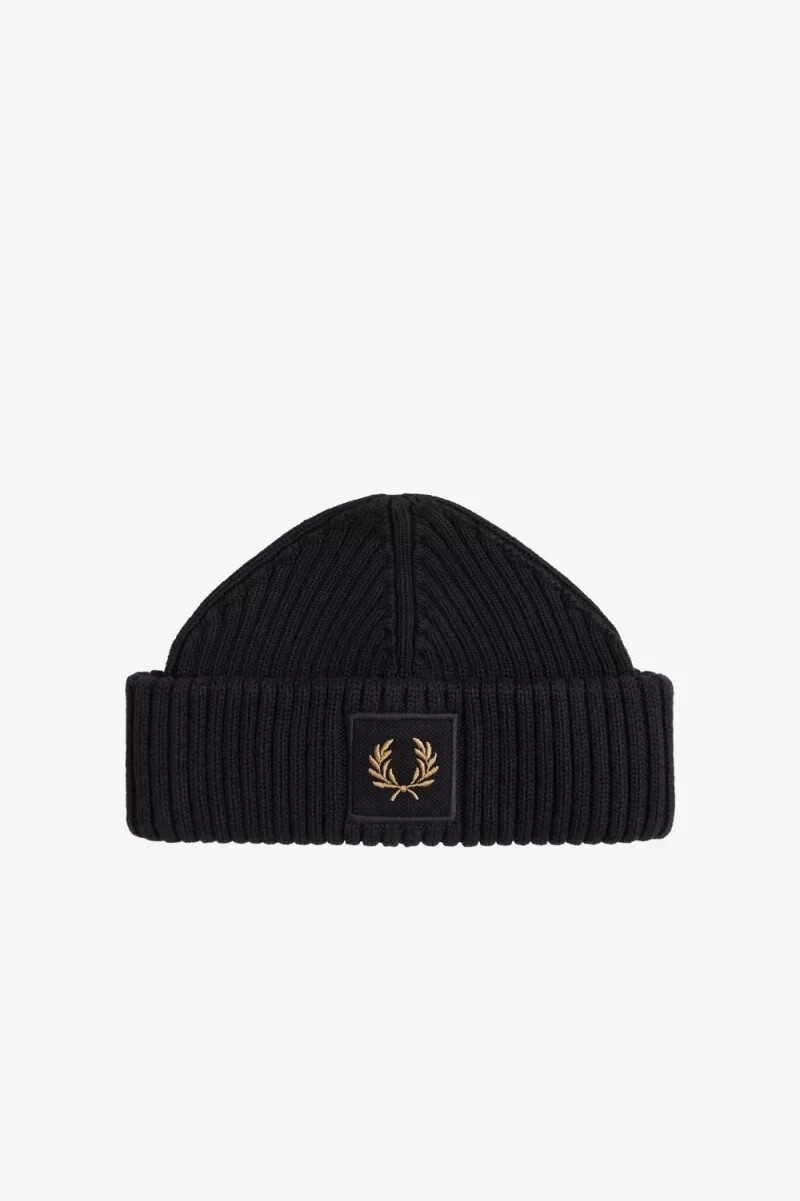 fred perry herren-caps aus baumwollripp schwarzgrün