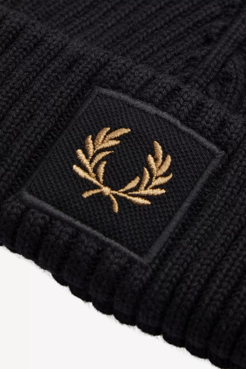 fred perry herren-caps aus baumwollripp schwarzgrün