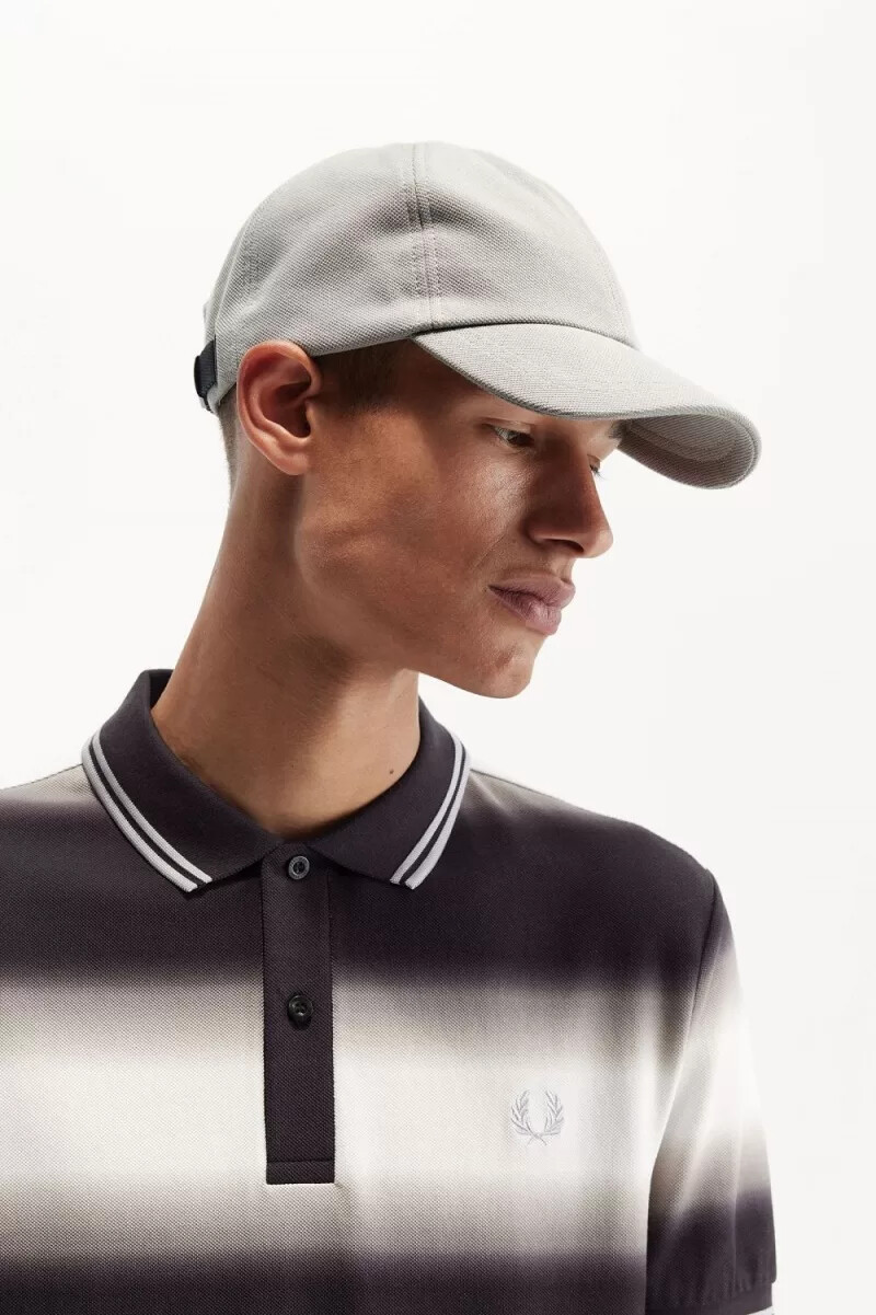 fred perry classic piqué herrenkappen grau schwarz