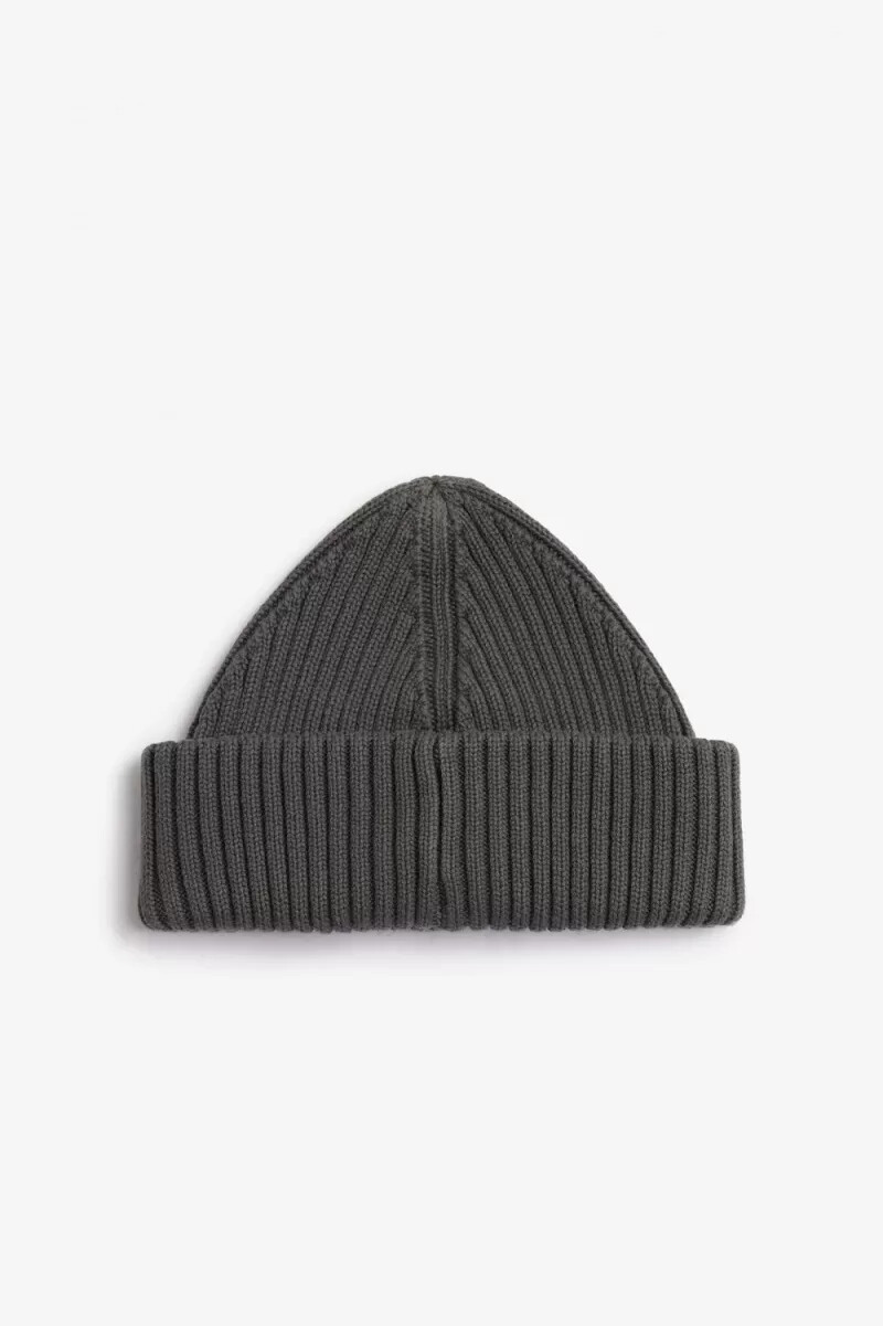 fred perry herren-cap mit markenlogo und rippstrick feldgrünschwarz