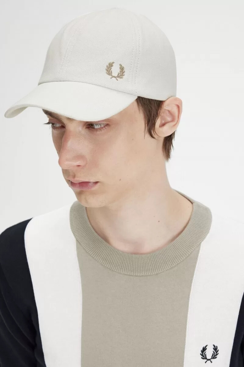 fred perry classic piqué herrenkappen schneeweiß grün