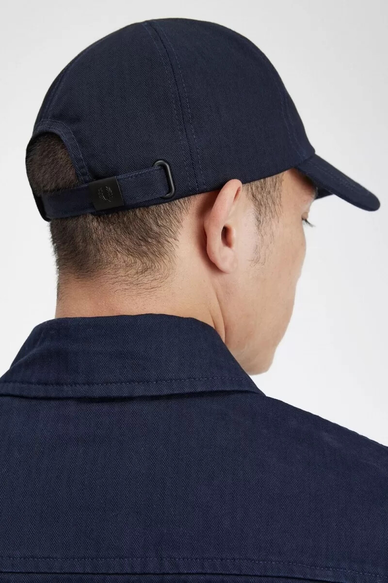 fred perry herren-caps mit fischgrätmuster marineblau