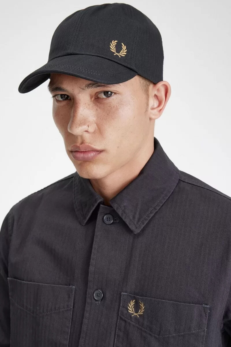 fred perry herren-caps mit fischgrätmuster anchor grey
