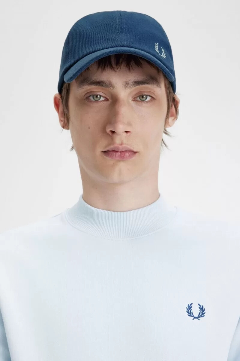 fred perry classic piqué herrenkappen mitternachtsblau hellblau