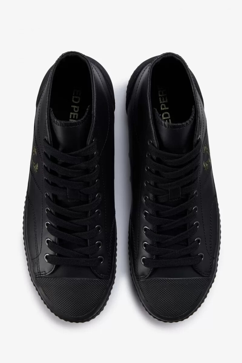 fred perry mid hughes herren-turnschuhe schwarz uniform grün