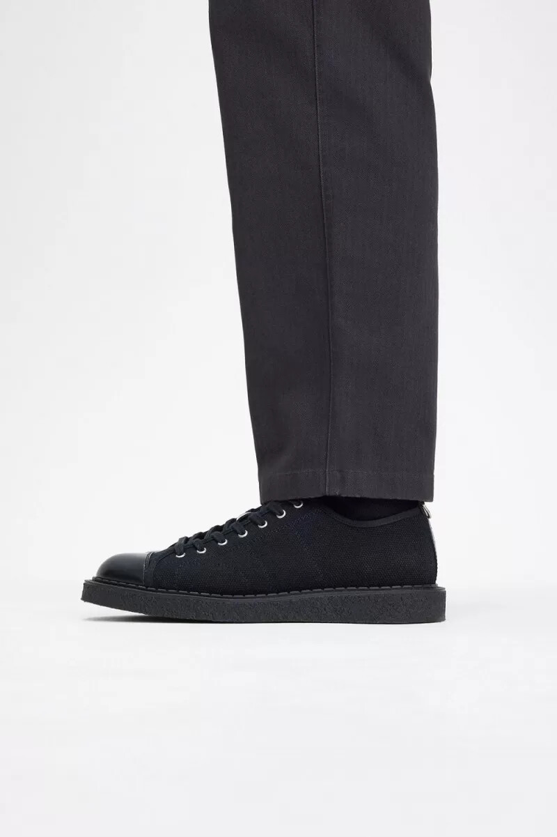 fred perry canvas monkey herren-sneaker schwarz
