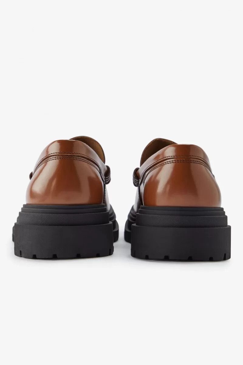 fred perry herren-loafer aus leder hellbraun