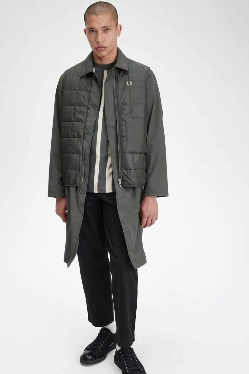 fred perry shell mac herrenparka feldgrün
