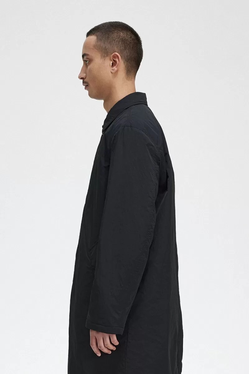 fred perry button through mac herrenparka schwarz