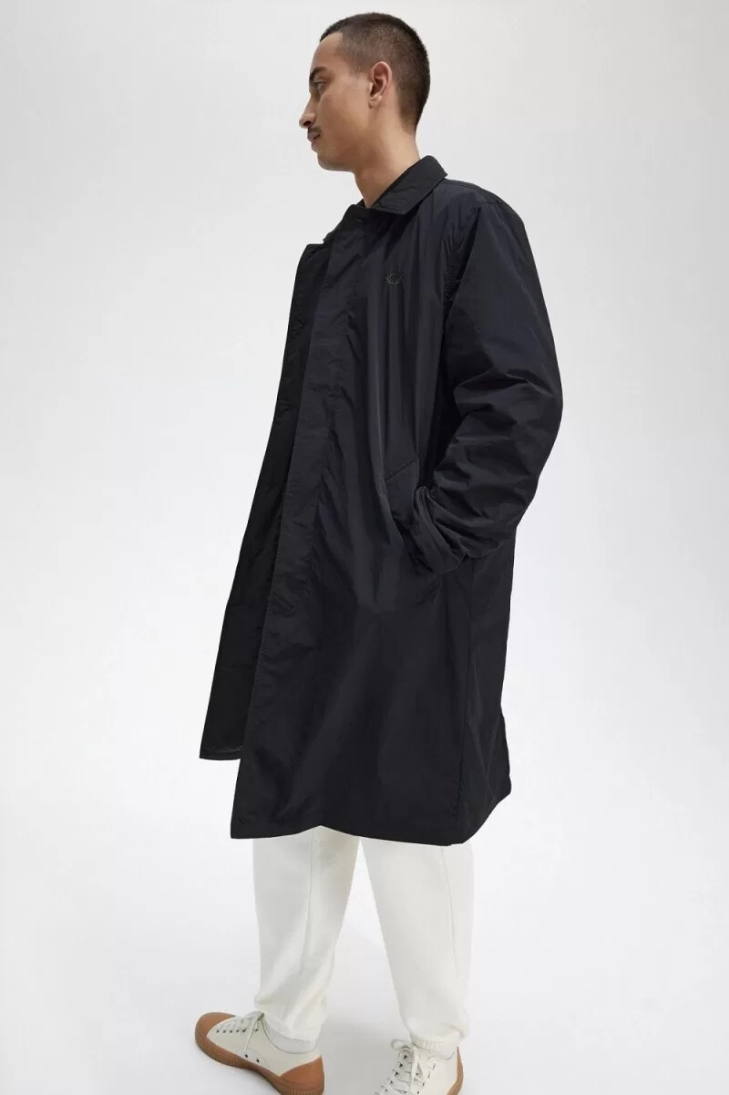 fred perry button through mac herrenparka schwarz