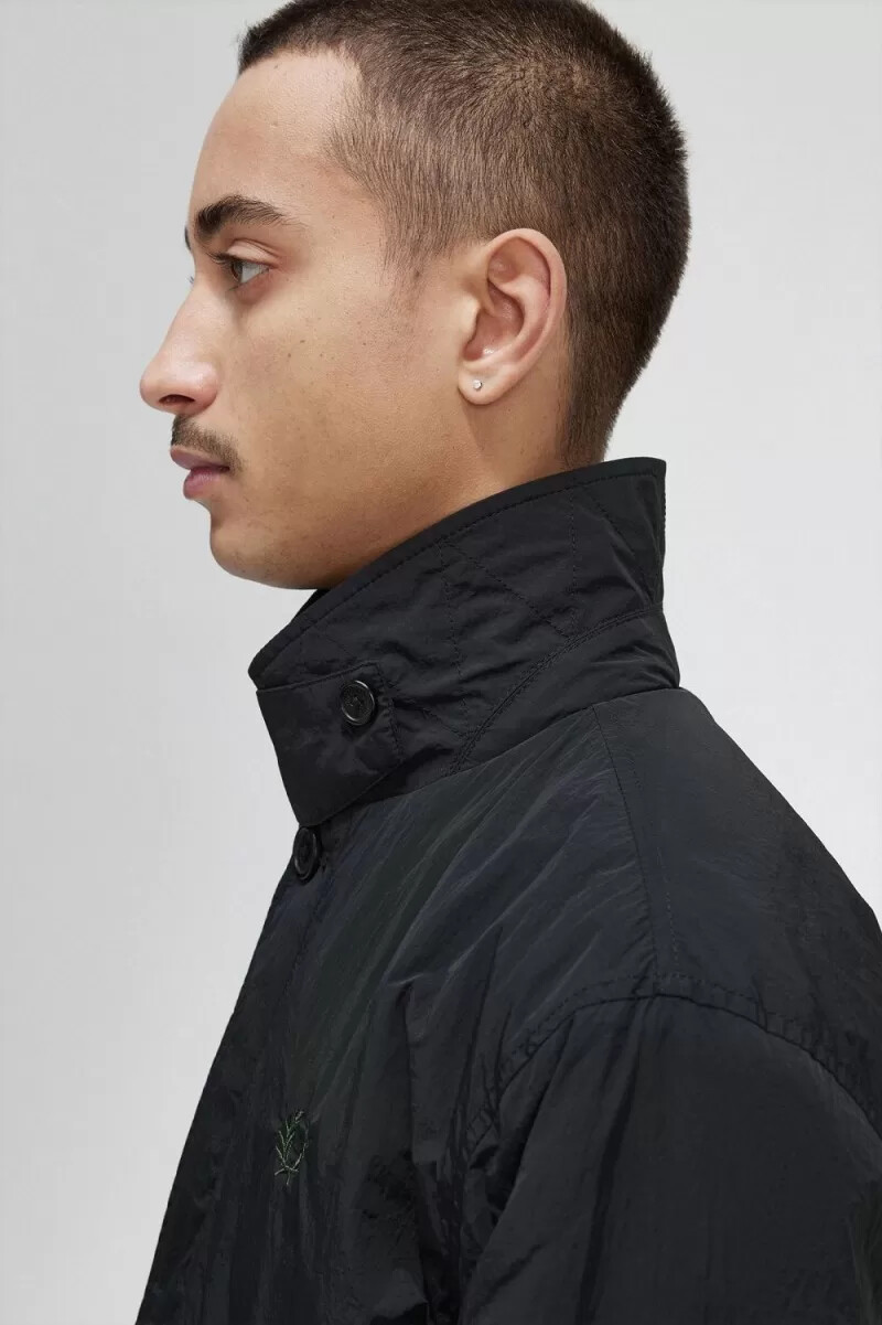 fred perry button through mac herrenparka schwarz
