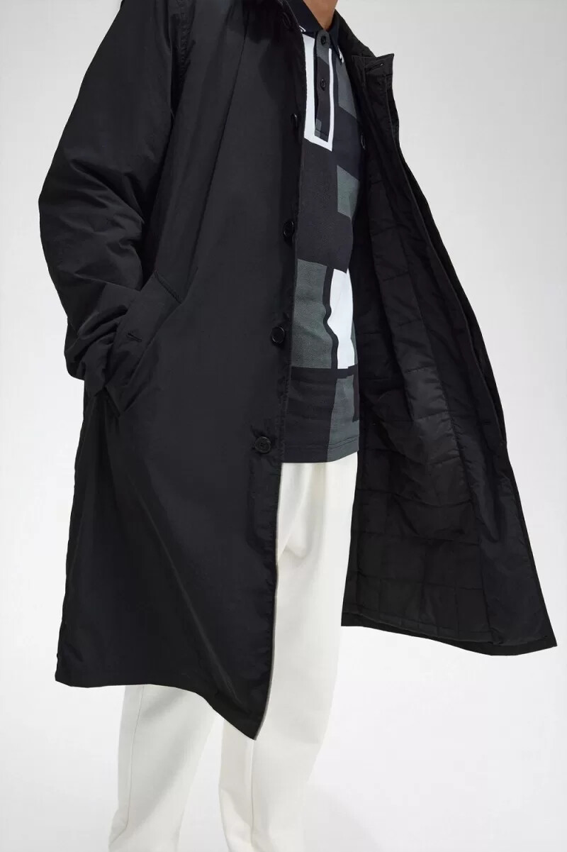 fred perry button through mac herrenparka schwarz