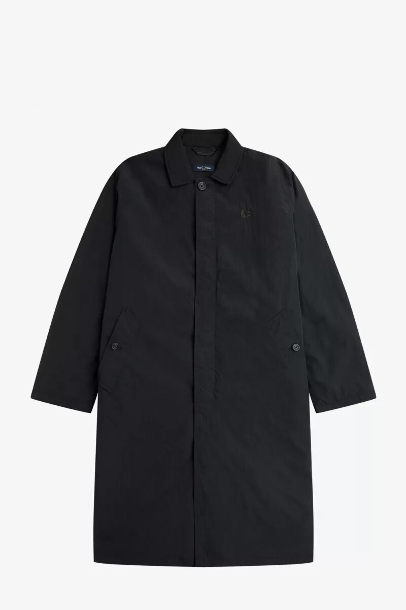 fred perry button through mac herrenparka schwarz
